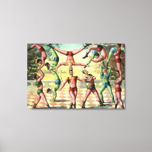 Dertien Mannen doen acrobatiek Canvas Afdruk (Voorkant)