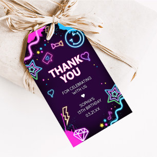 Dertien Neon Tiener Verjaardagsfeest Favoriete Tag Cadeaulabel