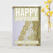 Dertiende Jubileum Lace Greeting Kaart (Gele Bloem)