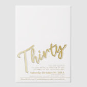 Dertig 30e verjaardag gouden script tekst overlay vellum uitnodigingen (Voorkant)