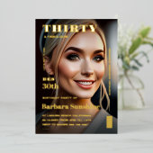 Dertig 30e verjaardag magazine Elegant Modern Goud Folie Uitnodiging (Staand Voorkant)