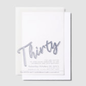 Dertig 30e verjaardag zilveren script tekst overla vellum uitnodigingen (Offset)