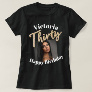 Dertig 30th Birthday fotoscript golden Silver T-shirt