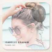 Dertig ballonsnaren | Foto 30e verjaardagsfeestje Vierkante Kartonnen Onderzetter (Voorkant)