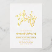 Dertig | Chic Folie Script 30th Birthday Party Folie Uitnodiging (Voorkant)