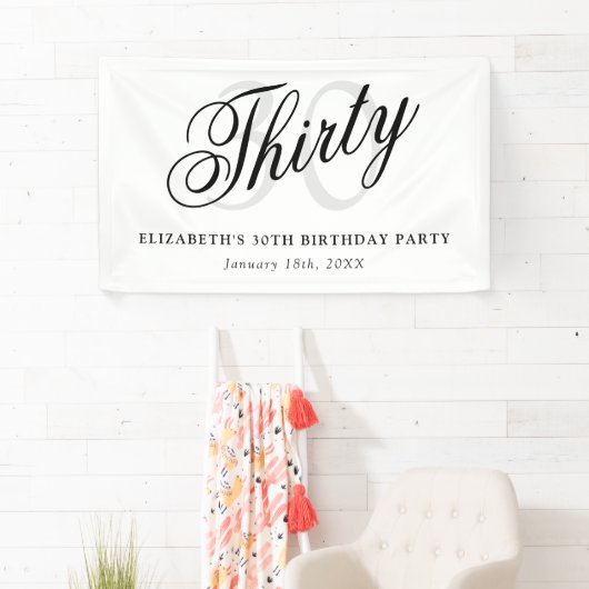 Dertig Elegant 30e verjaardagsfeestje Spandoek (Insitu)