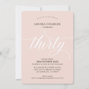 DERTIG elegante verjaardag chique script blush roz Kaart