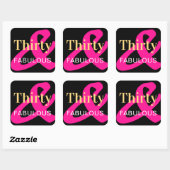 Dertig en Fabulous 30th Birthday Zwart Goud Roze Vierkante Sticker (Vel)