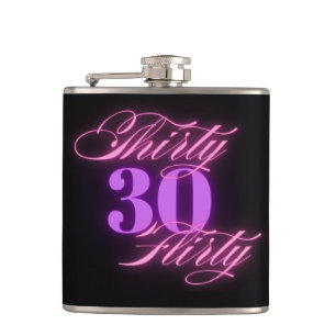 Dertig Flirty,30e verjaardag Neon Roze Zwart Chiqu Heupfles
