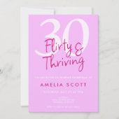 Dertig, Flirty Thriving Moderne Roze 30e Verjaarda Kaart (Voorkant)