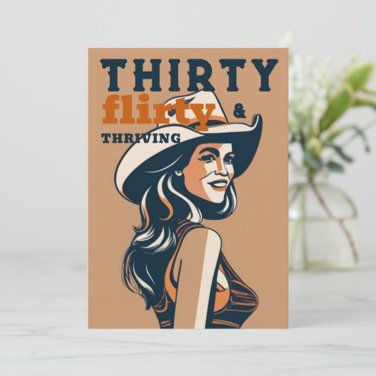Dertig Flirty Thriving Western Retro 30th Verjaard Kaart (Staand voorkant)