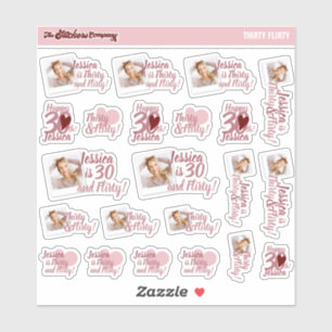 Dertig & Flirty Verjaardag Meisje Labels   Dertigs
