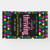 Dertig & Gelukkig Retro 30e Verjaardag Spandoek (Horizontaal)