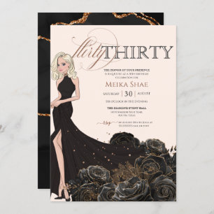Dertig Glam Black & Roos Gold 30e verjaardag Kaart