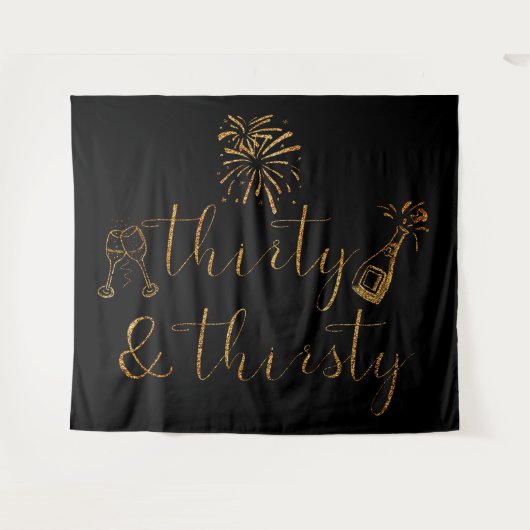 Dertig Gold Glitter-script Wandkleed (Voorkant (horizontaal))