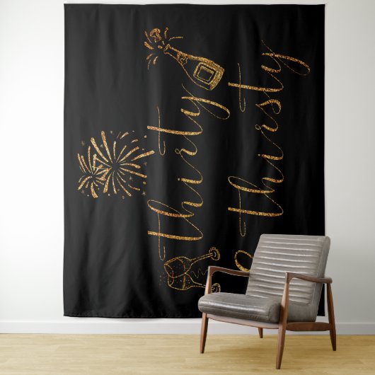 Dertig Gold Glitter-script Wandkleed (In situ)