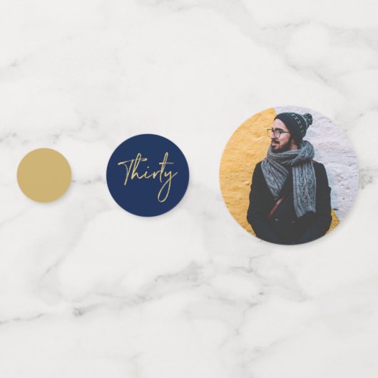 Dertig | Goud en zeemacht moderne 30e verjaardag Confetti (Achterkanten)