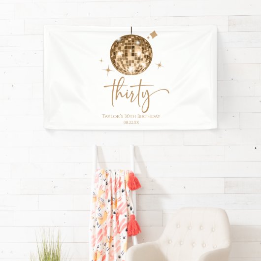 Dertig Gouden Disco Bal 30e Verjaardagsfeestje Spandoek (Insitu)