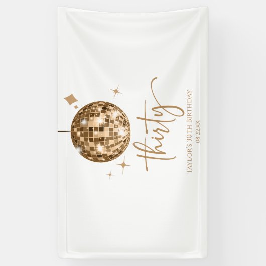 Dertig Gouden Disco Bal 30e Verjaardagsfeestje Spandoek (Verticaal)