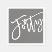 DERTIG modern script wit bewerkbare kleuren 40th Servet (Voorkant)