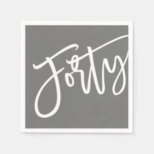 DERTIG modern script wit bewerkbare kleuren 40th Servet