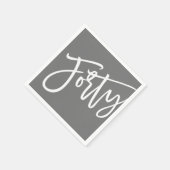 DERTIG modern script wit bewerkbare kleuren 40th Servet (Hoek)