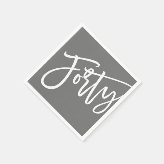 DERTIG modern script wit bewerkbare kleuren 40th Servet (Hoek)