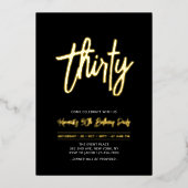 Dertig | Moderne grafische script 30e verjaardag Folie Uitnodiging (Voorkant)
