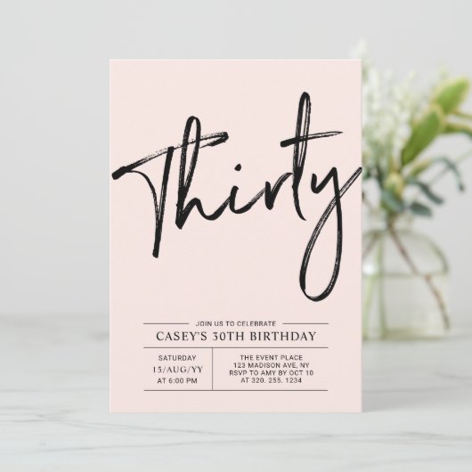 Dertig | Moderne roze 30e verjaardag Kaart (Staand voorkant)