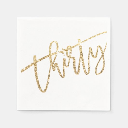 Dertig moderne script glam goud glitter 30e partij servet (Voorkant)