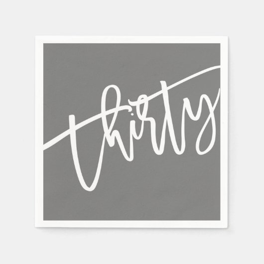 Dertig moderne script wit bewerkbare kleur 30e servet (Voorkant)
