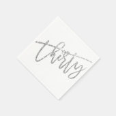 Dertig moderne script zilveren glitter 30e partij servet (Hoek)