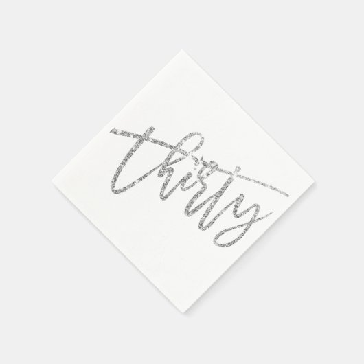 Dertig moderne script zilveren glitter 30e partij servet (Hoek)