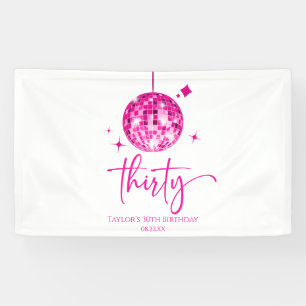 Dertig Roze Disco Bal 30e Verjaardagsfeestje Spandoek
