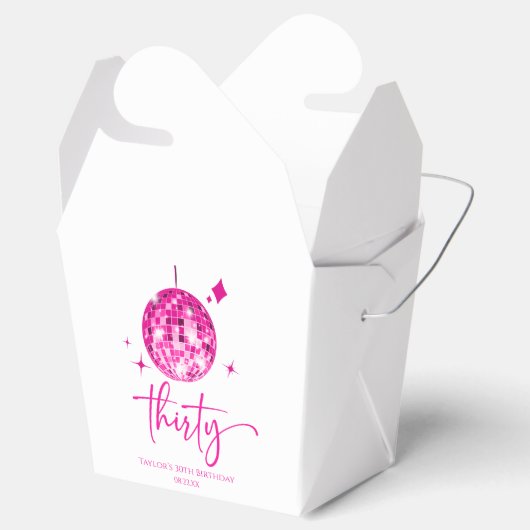 Dertig roze discobal 30e verjaardagsfeest bedankdoosjes (Geopend)