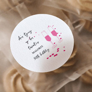 Dertig verjaardag met roze champagne: haar twintig ronde sticker