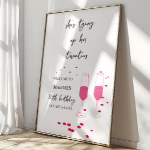 Dertig verjaardag met roze champagne poster
