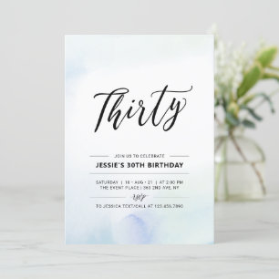 Dertig   Waterverf Blauwe 30e verjaardag van de ge Kaart