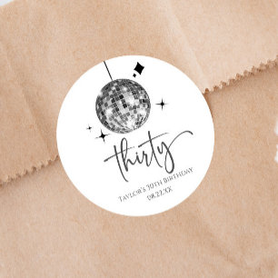 Dertig Zilveren Disco Bal 30e Verjaardagsfeestje Ronde Sticker