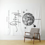 Dertig Zilveren Disco Bal 30e Verjaardagsfeestje Wandkleed (In Situ (horizontaal))