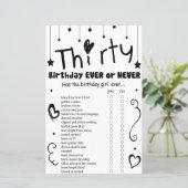 Dertigjarige verjaardag ooit of nooit spel (Staand voorkant)