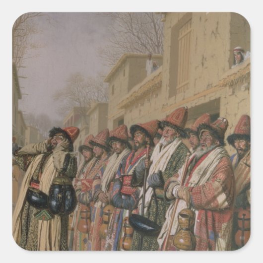 Dervishes' Chorus Begging Alms in Tasjkent, 1870 Vierkante Sticker (Voorkant)