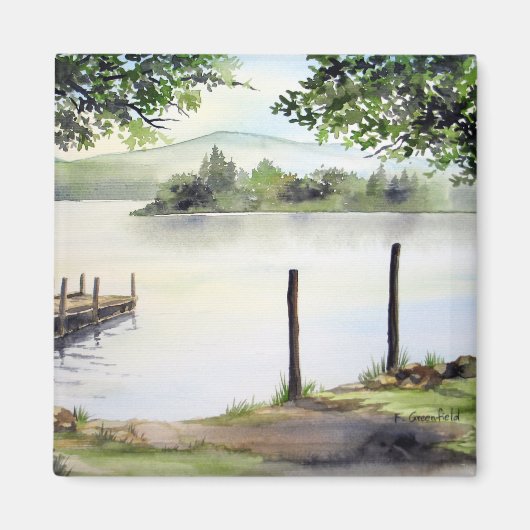 Derwent Water Keswick England Waterverf Painting Magneet (Voorkant)