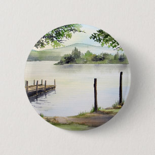 Derwent Water Keswick England Waterverf Painting Ronde Button 5,7 Cm