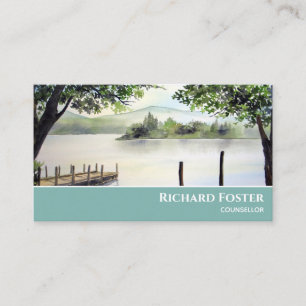 Derwent Water Lake District Waterverf schilderij Visitekaartje