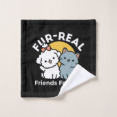 Des amis vrais pour toujours | Cute Cat & Chien Du (Gant de toilette)