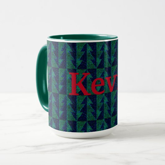 Des arbres de Noël bleus et verts. Mug (Devant gauche)