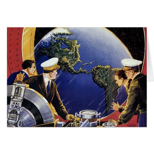 Des astronautes de science-fiction vintages orbite (Devant horizontal)