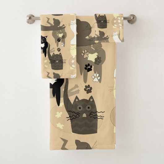 Des chats si différents.  ensemble de serviettes d (En situation)