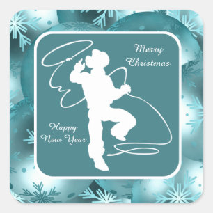 Des Cowboys Cowgirls Roping Sur Des Stickers Blue